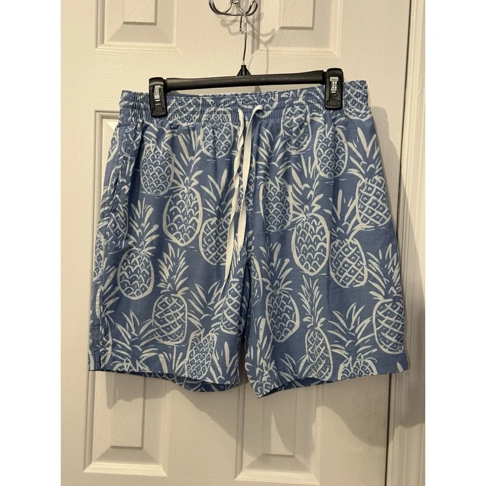 Chubbies Men Chino Shorts Pineapple Blue Drawstring Swim‎ Beach Resort Vacation